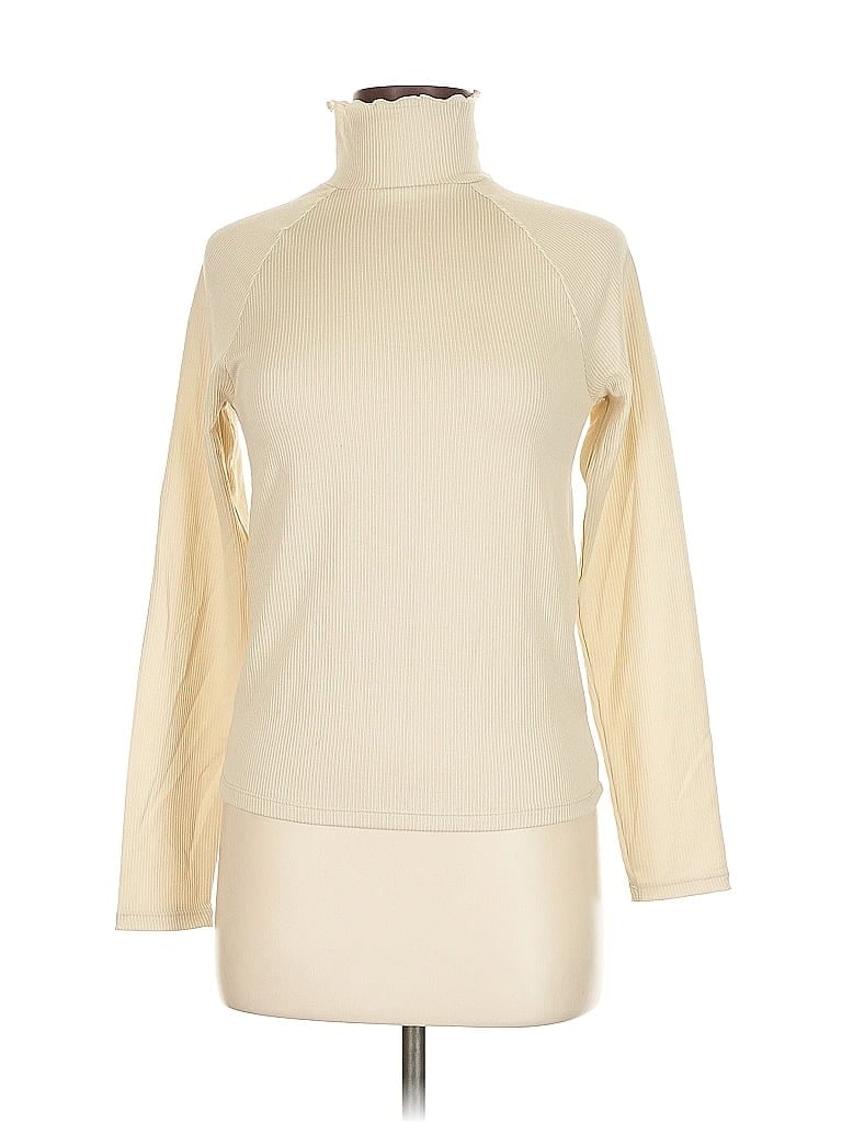 SERRA Pre-owned Long Sleeve Top Ivory Turtleneck Tops In White