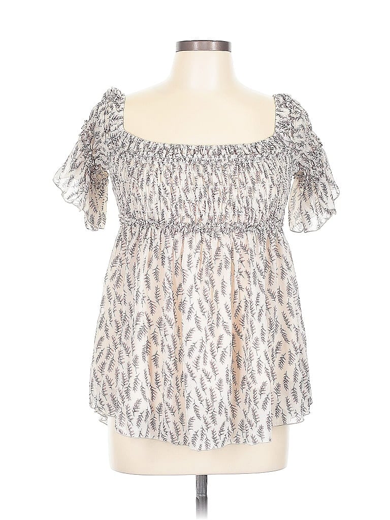 Pre-owned By Together Short Sleeve Blouse In Silver
