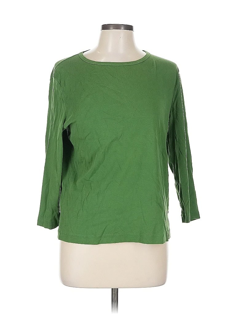 Pre-owned Jones New York Sport 3/4 Sleeve Top Green Boatneck Tops