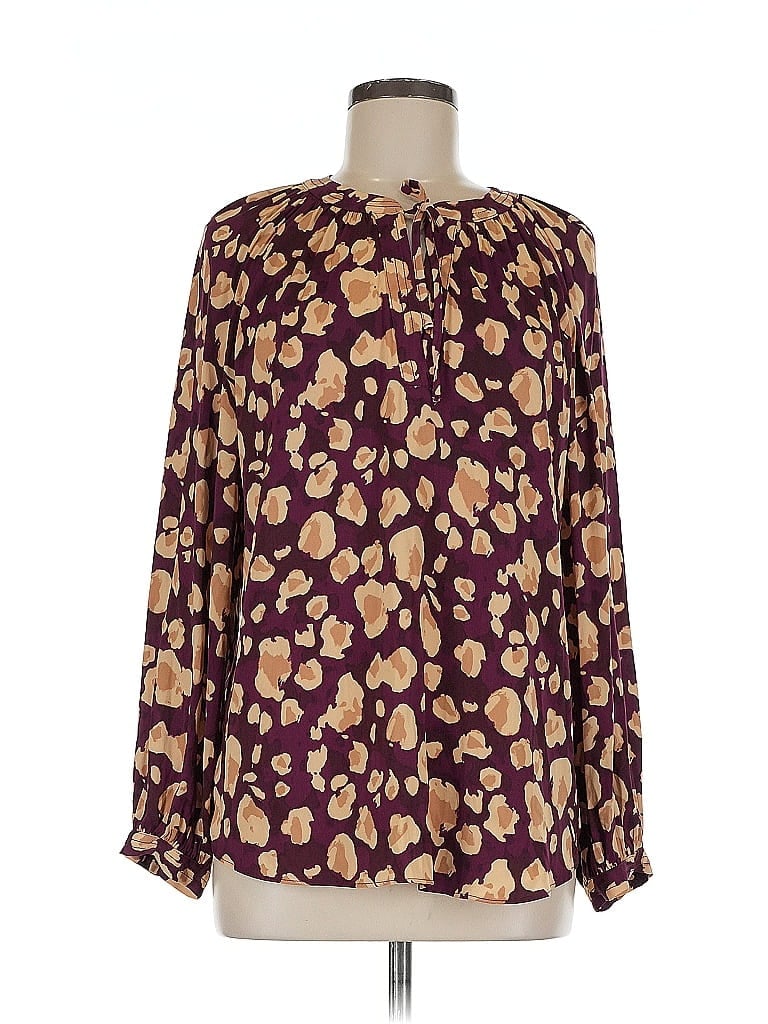 Pre-owned Nine West Long Sleeve Blouse In Burgundy