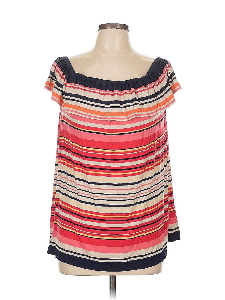 Pre-owned Max Studio Short Sleeve Blouse In Red