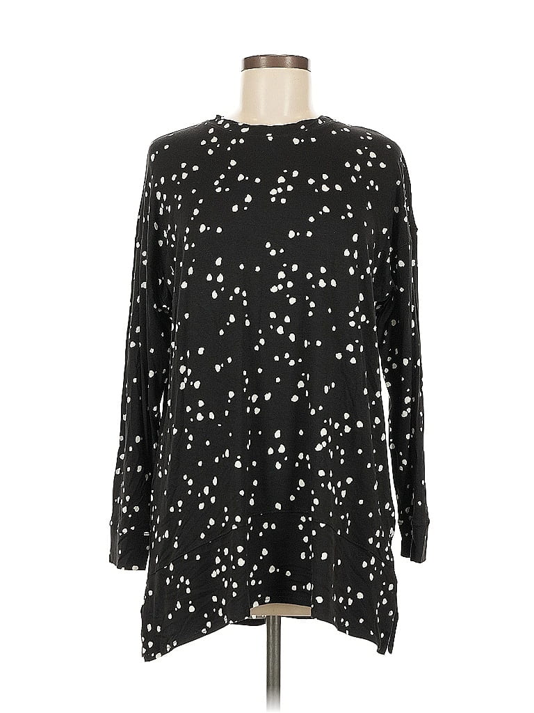 Pre-owned Inc International Concepts Long Sleeve Blouse In Black