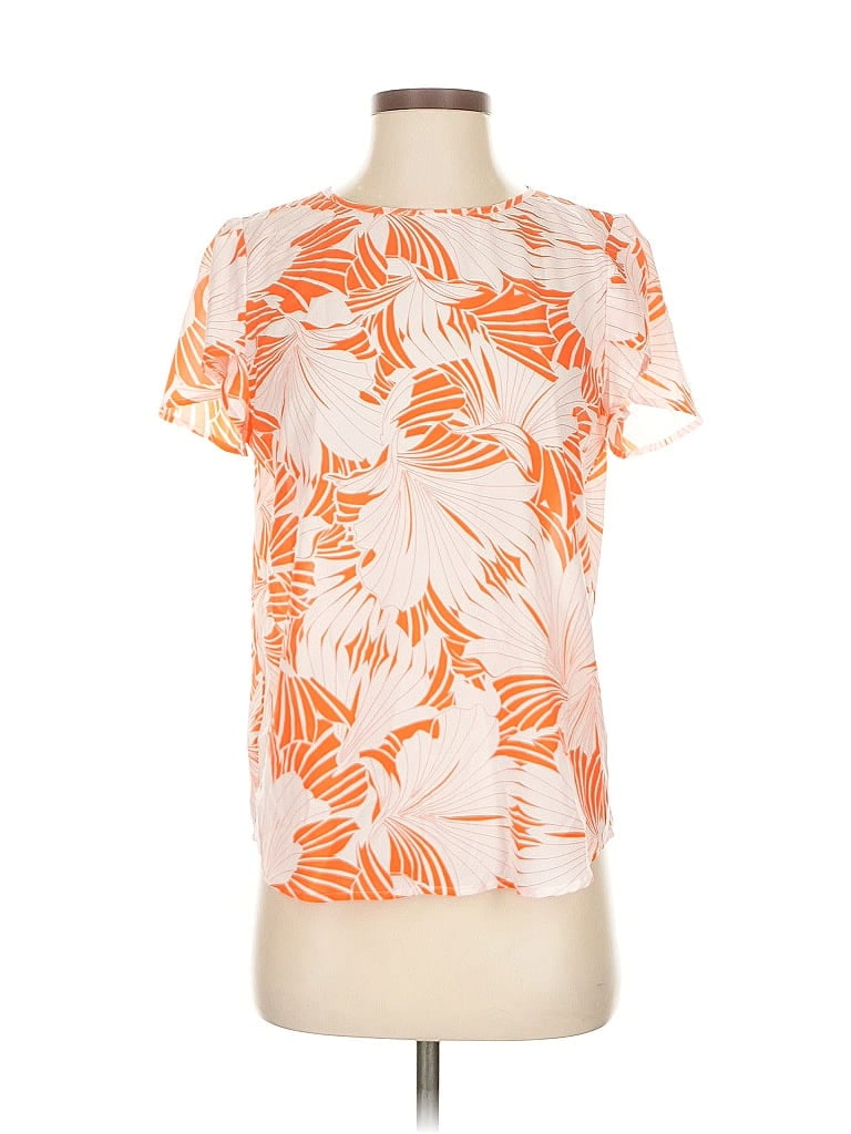 Pre-owned J.crew Factory Store Short Sleeve Blouse In Orange