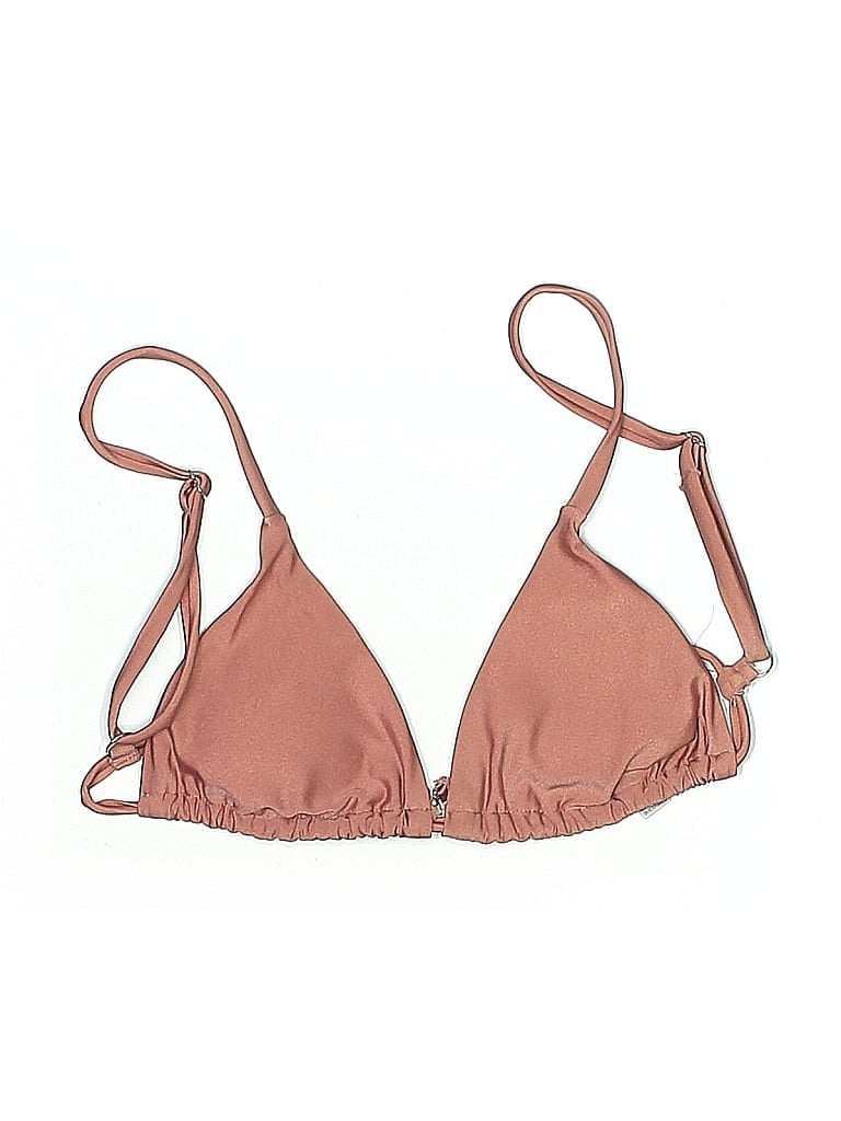 Pre-owned Unbranded Swimsuit Top Tan Solid Pattern Swimwear In Brown