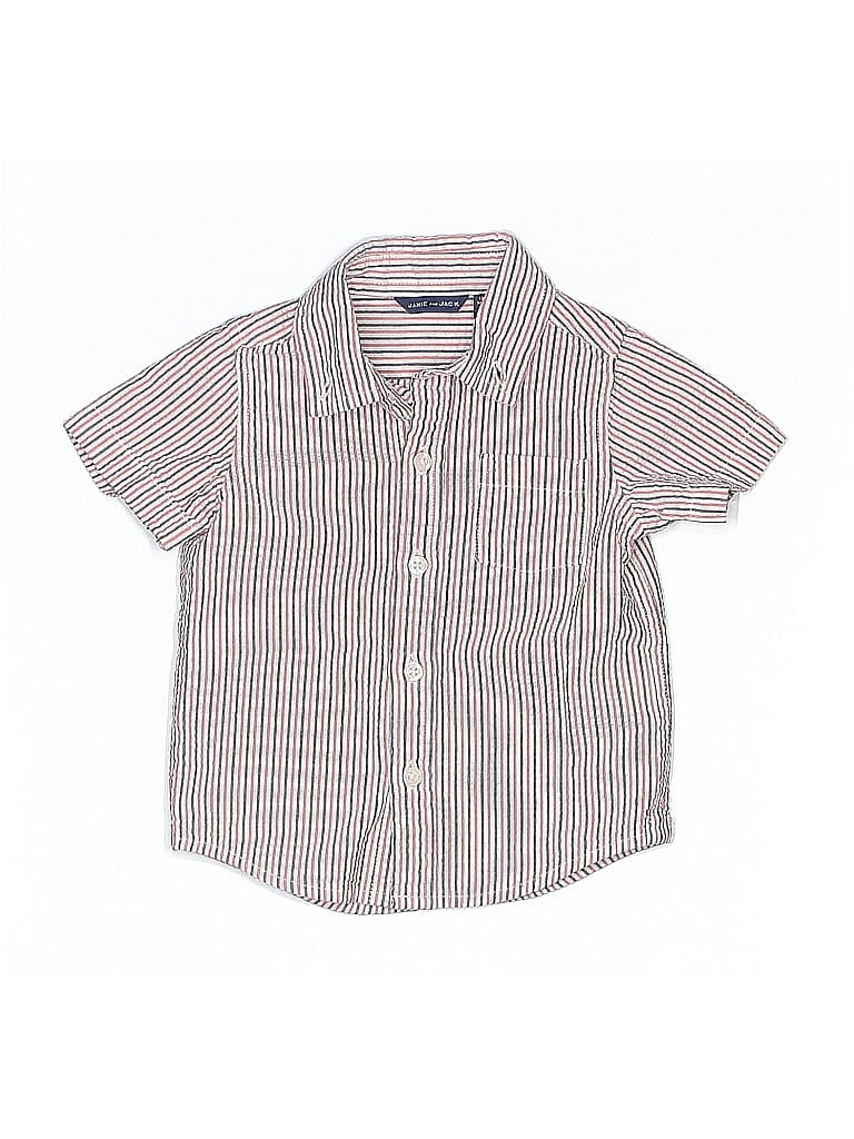 Pre-owned Janie And Jack Kids' Short Sleeve Button Down Shirt In Orange