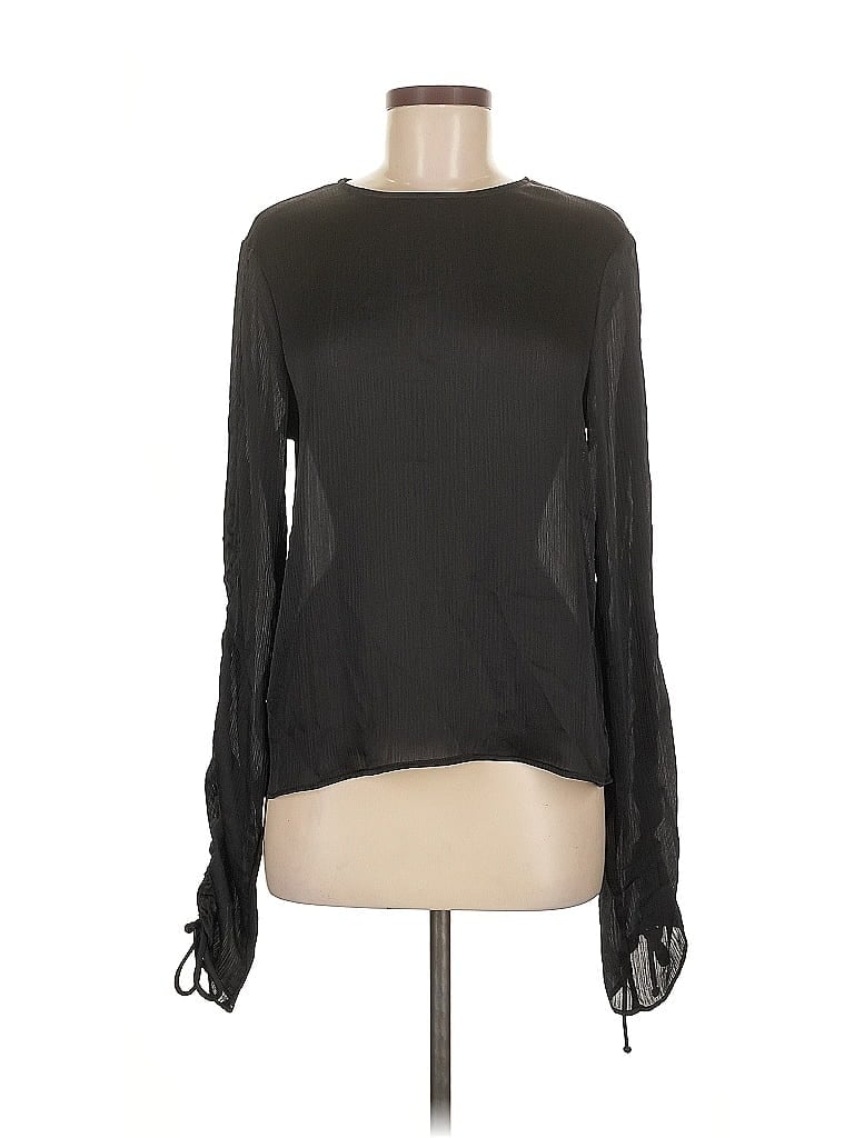 Pre-owned H&m Long Sleeve Blouse In Black