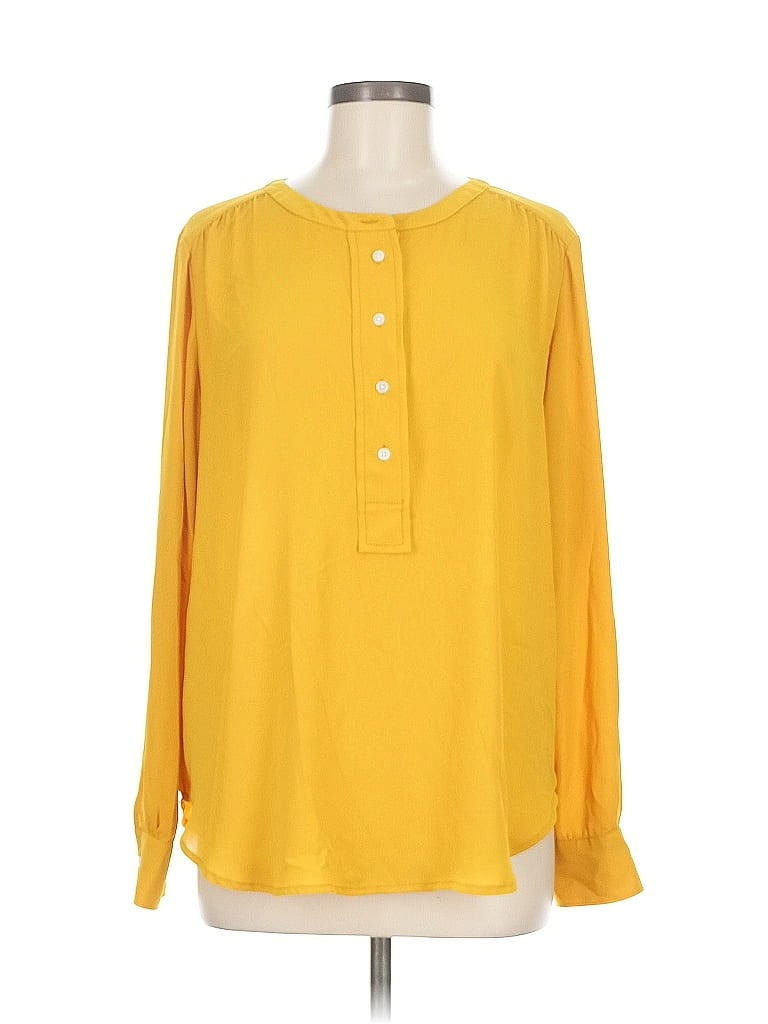 Pre-owned Ann Taylor Loft Long Sleeve Blouse In Yellow