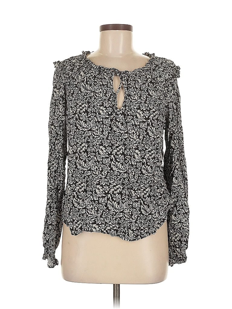 GAP Pre-owned Long Sleeve Blouse In Black