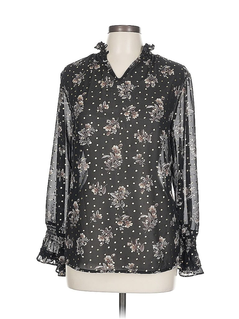 Pre-owned Pleione Long Sleeve Blouse In Silver