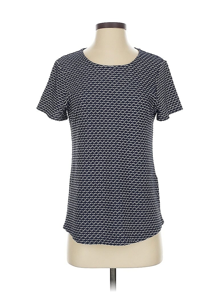 Pre-owned Easywear By Chico's Short Sleeve Top Blue Crew Neck Tops