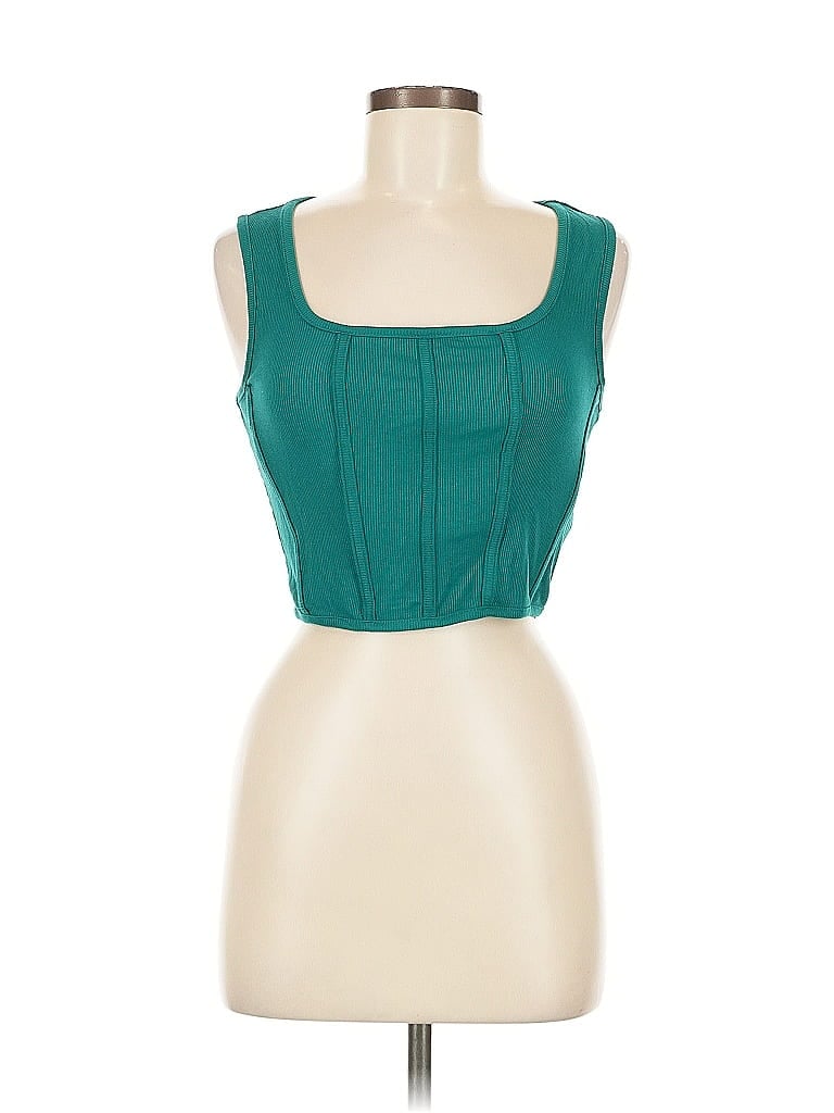 Pre-owned Sincerely Jules Tube Top Teal Square Neckline Tops In Blue