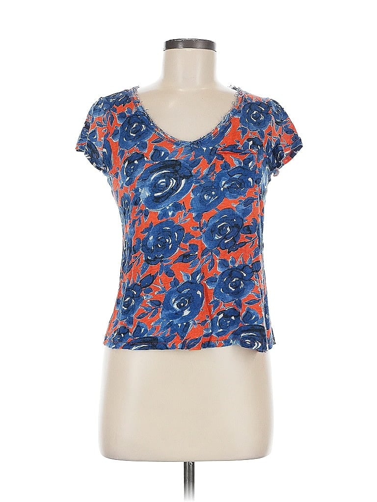 Pre-owned Maison Jules Short Sleeve Top Blue Scoop Neck Tops