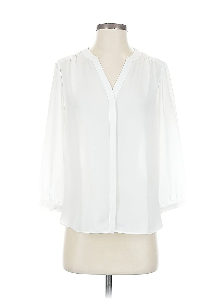 Pre-owned Nydj 3/4 Sleeve Blouse In White