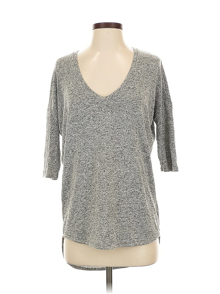Pre-owned Express 3/4 Sleeve Top Gray V Neck Tops