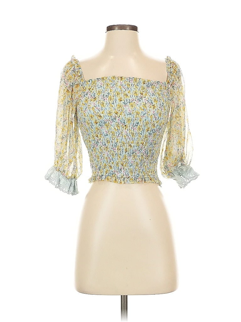 Pre-owned Allison 3/4 Sleeve Blouse In Yellow