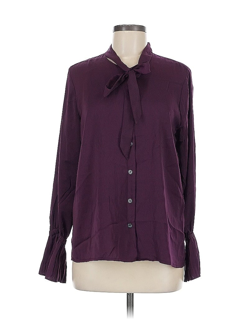 Pre-owned Banana Republic Factory Store Long Sleeve Blouse In Purple