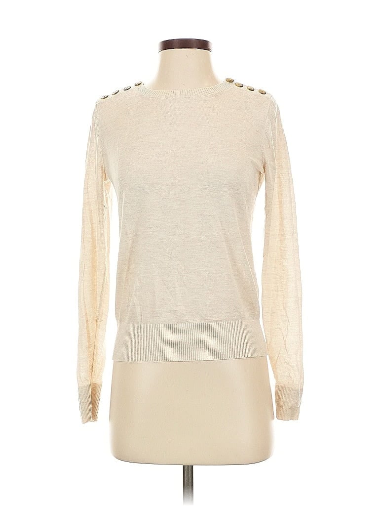 Pre-owned Ann Taylor Loft Pullover Sweater In White