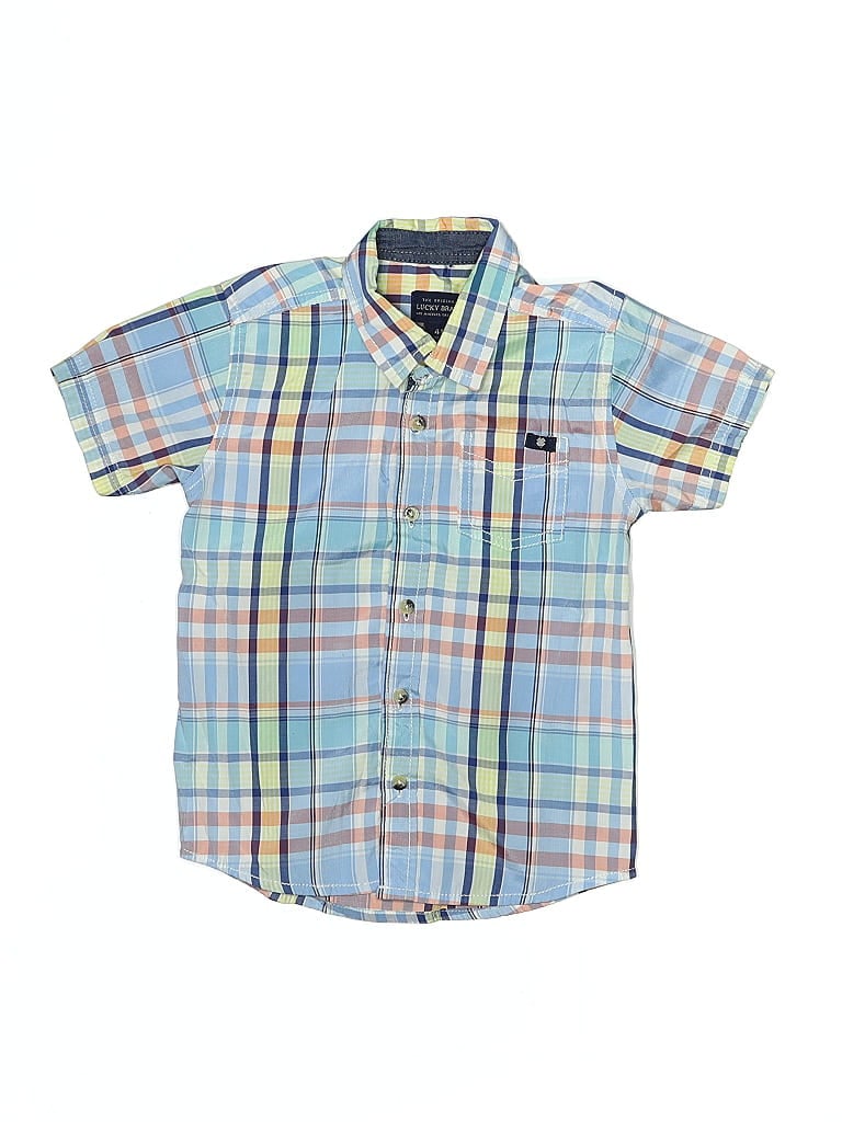 Click to view more detailed imagery on our partner's website Pre-owned Lucky Brand Kids' Short Sleeve Button Down Shirt In Blue