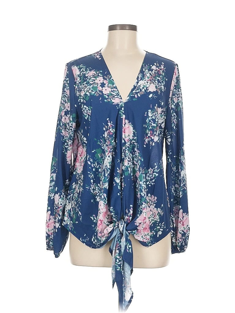 Pre-owned Unbranded Long Sleeve Blouse In Blue