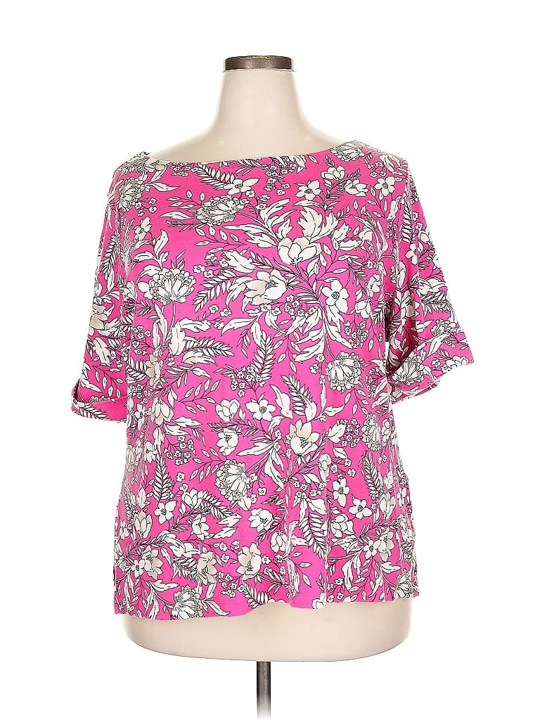 Pre-owned Karen Scott 3/4 Sleeve T-shirt In Pink