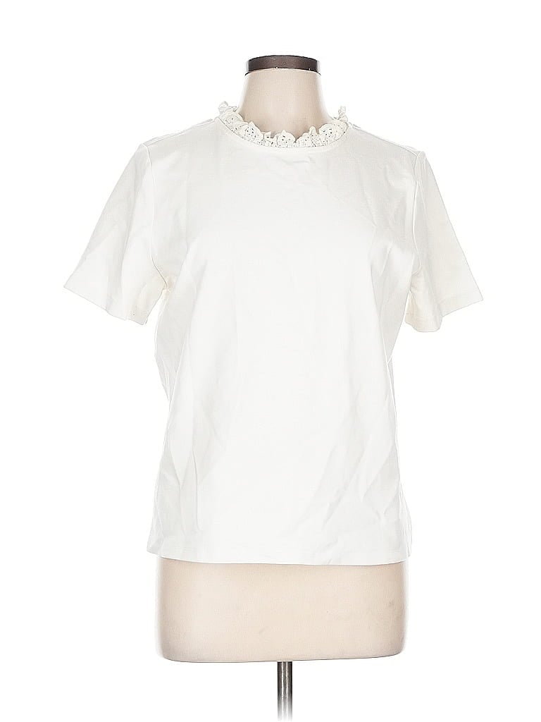 Pre-owned Ann Taylor Short Sleeve Blouse In White