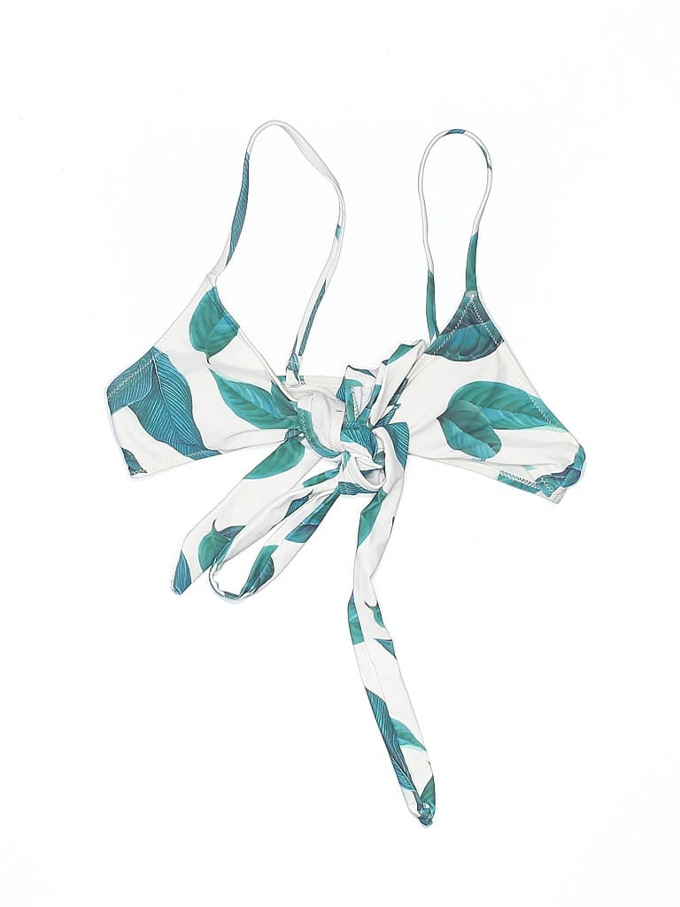 Pre-owned Unbranded Swimsuit Top Teal Print Pattern Swimwear In Blue