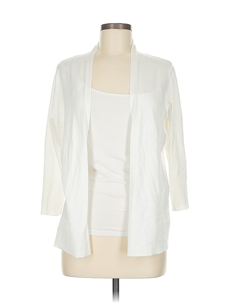 Pre-owned Evolution By Cyrus Cardigan Sweater In White