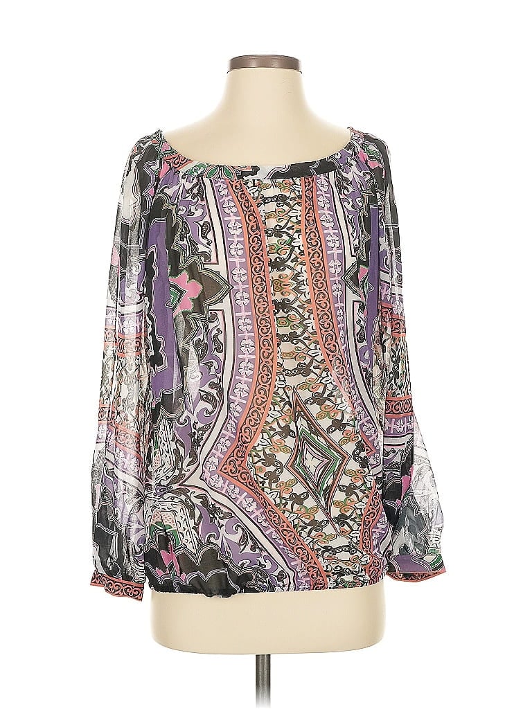 Click to view more detailed imagery on our partner's website Pre-owned Hale Bob Long Sleeve Blouse In Purple