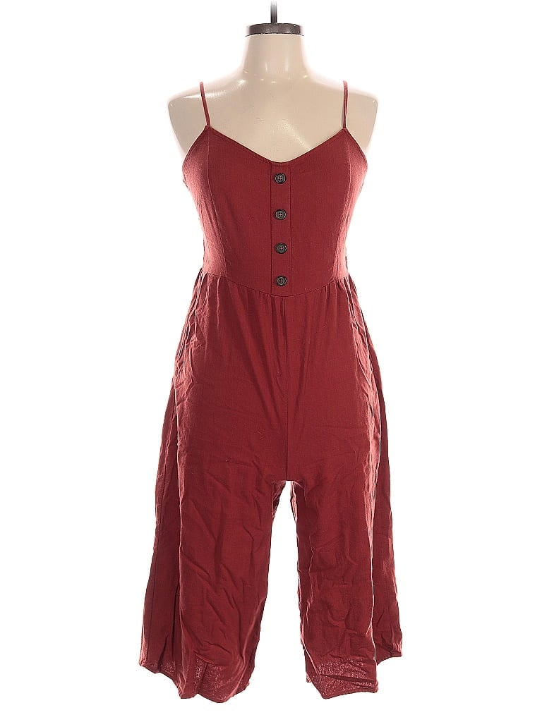 Pre-owned J For Justify Jumpsuit In Burgundy