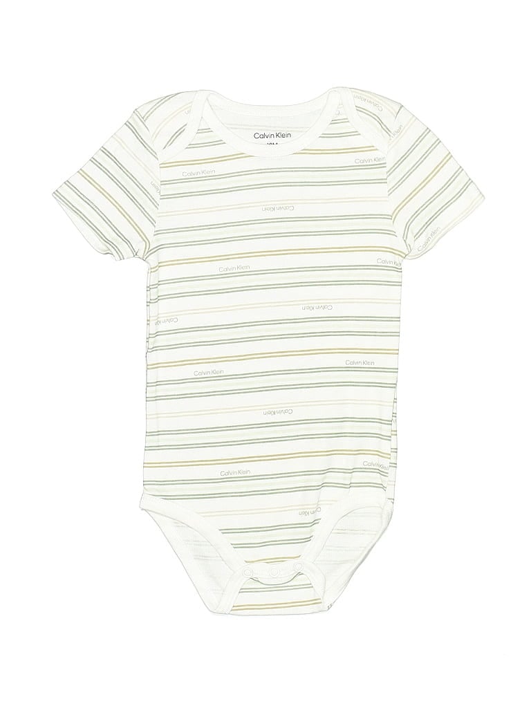 Pre-owned Calvin Klein Kids' Short Sleeve Onesie In White