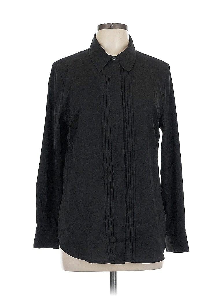 Pre-owned Banana Republic Factory Store Long Sleeve Blouse In Black