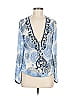 Taj 100% Silk Blue Long Sleeve Silk Top Size M - photo 1