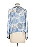 Taj 100% Silk Blue Long Sleeve Silk Top Size M - photo 2