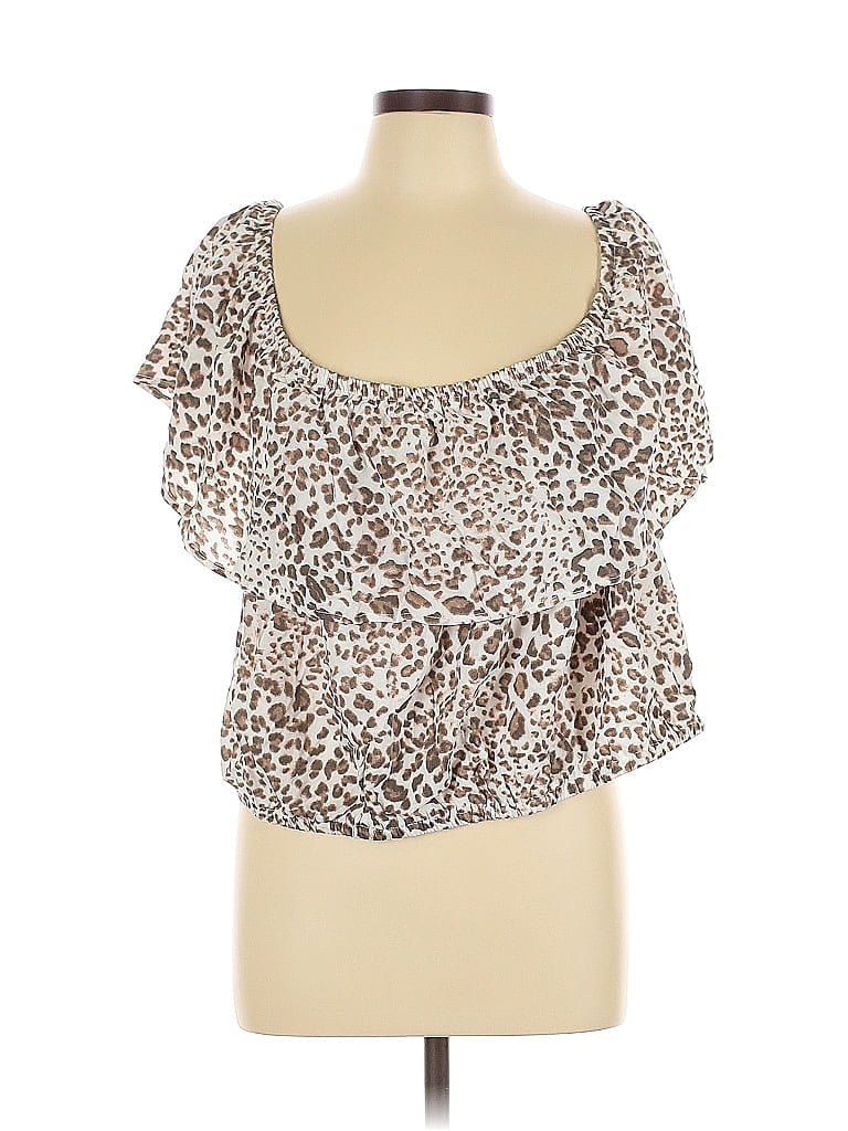 Pre-owned Torrid Short Sleeve Top Brown Sweetheart Neckline Tops