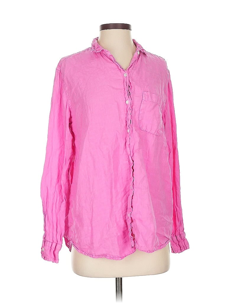 Pre-owned Velvet Long Sleeve Button Down Shirt In Pink