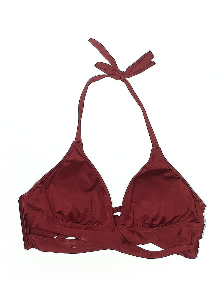Pre-owned Kona Sol Swimsuit Top Burgundy Swimwear