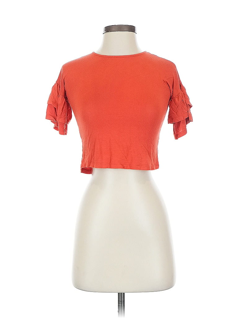 Pre-owned Copper Key Short Sleeve Top Orange Sweetheart Neckline Tops