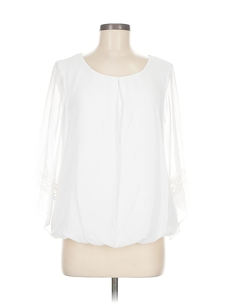 Pre-owned Agb 3/4 Sleeve Blouse In White