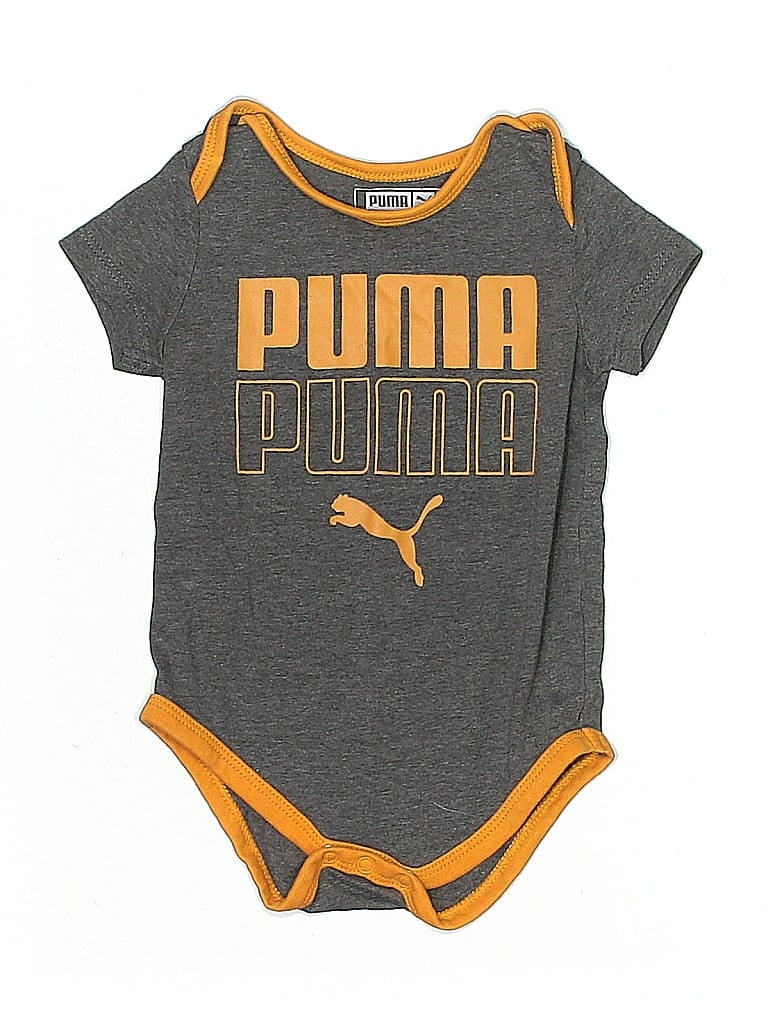 Pre-owned Puma Babies' Short Sleeve Onesie In Gray