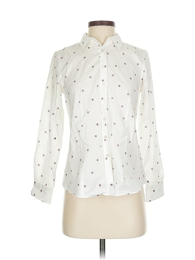Pre-owned Talbots Long Sleeve Blouse In White