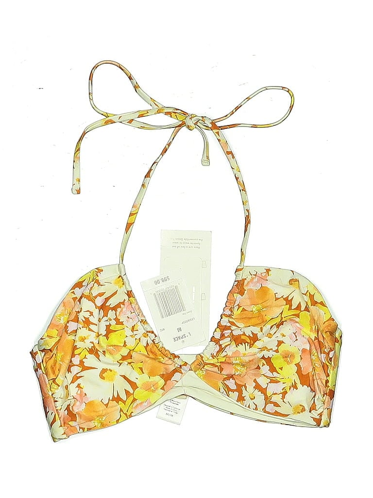 L*space Swimsuit Top Yellow Floral Pattern Swimwear