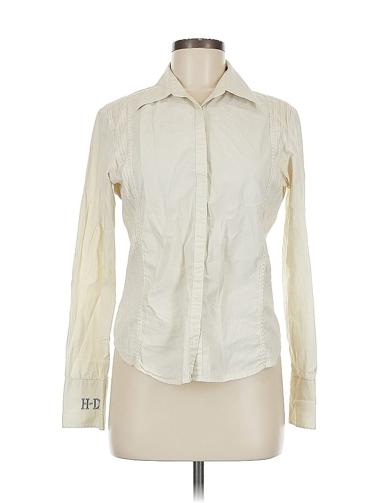 Pre-owned Harley Davidson Long Sleeve Blouse In White