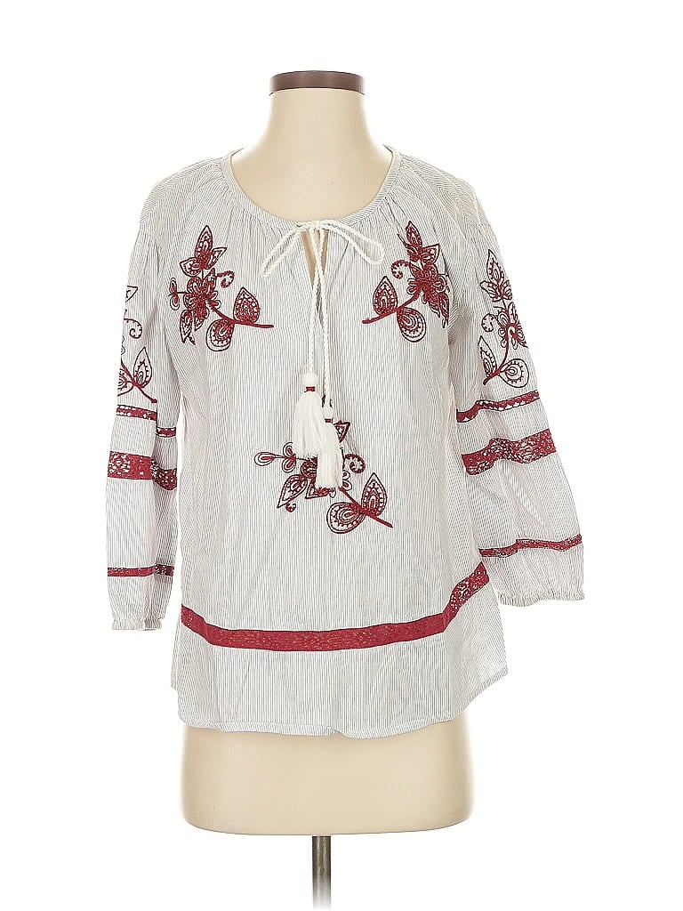 Pre-owned Velvet By Graham & Spencer 3/4 Sleeve Blouse In White