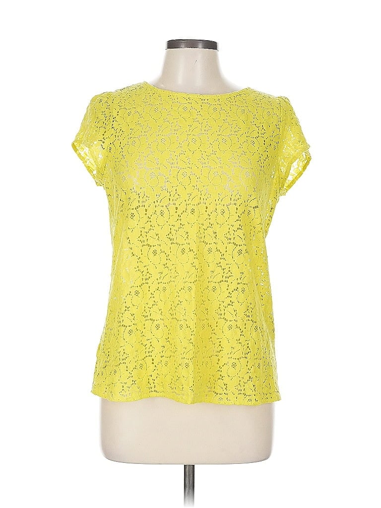 Pre-owned Ann Taylor Loft Short Sleeve Blouse In Yellow