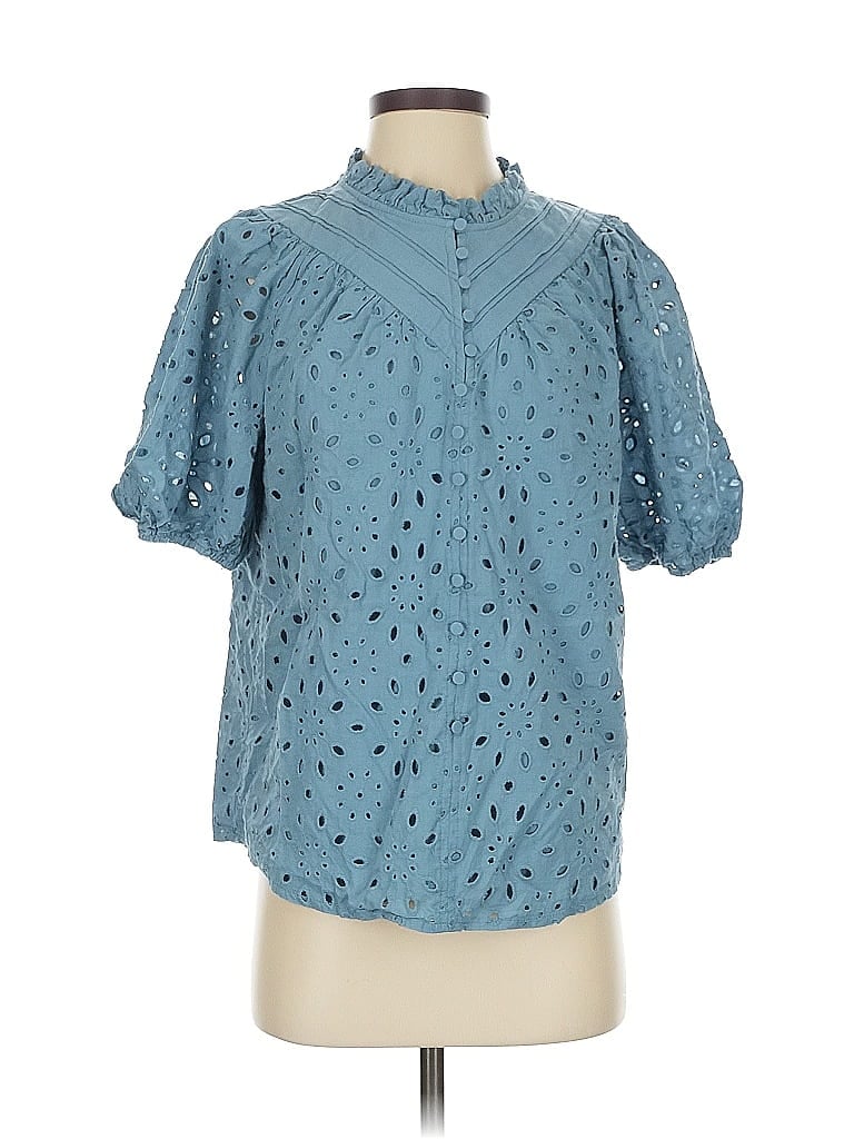 PRETTYGARDEN Pre-owned Short Sleeve Blouse In Blue