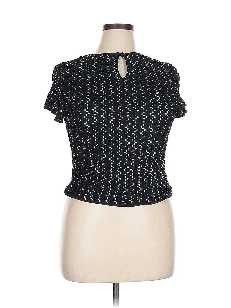 Pre-owned Patra Short Sleeve Top Black Keyhole Neckline Tops