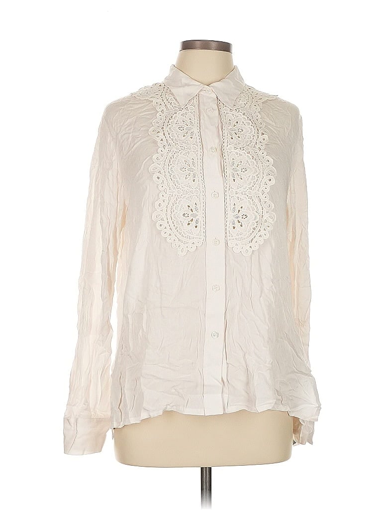 Pre-owned High Long Sleeve Blouse In White