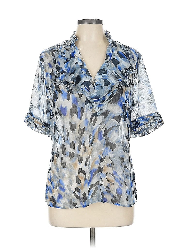 Pre-owned New York And Company Short Sleeve Blouse In Silver