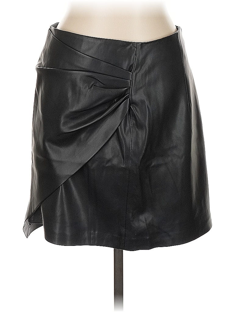 Pre-owned Mng Faux Leather Skirt In Black