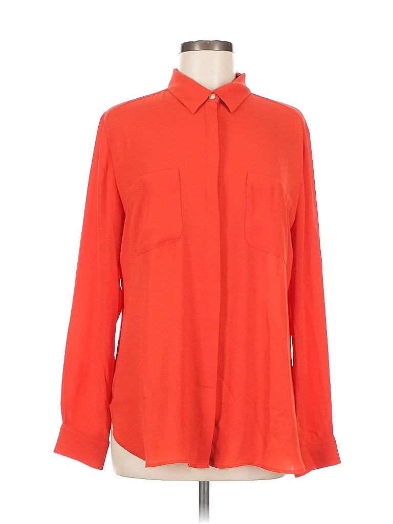 Pre-owned Ann Taylor Loft Long Sleeve Blouse In Orange